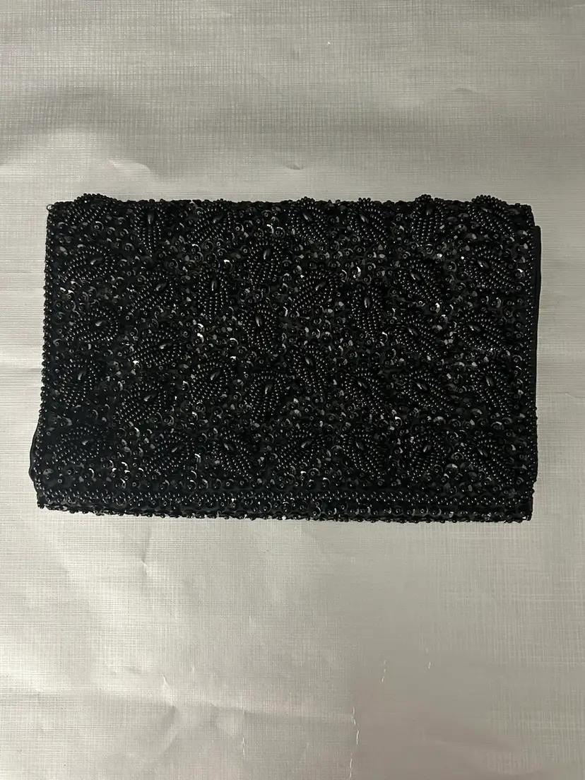 Vintage La Regale Black Beaded Clutch Purse