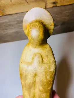 Handmade Wood Madonna or Saint Religious Folk Art Primitive Rustic Country