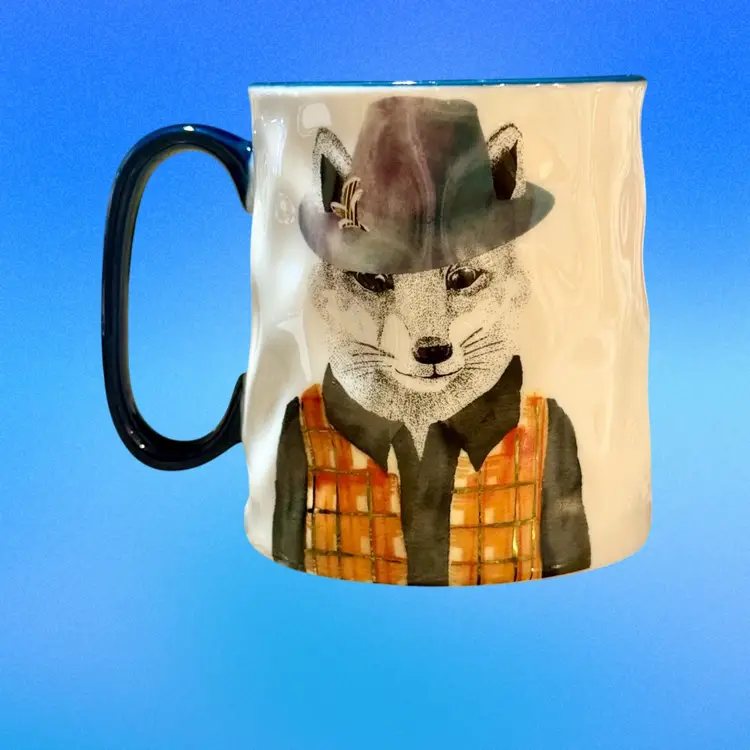 Signature Housewares Hipster Fox Fedora Hat Ceramic 14oz Coffee Mug