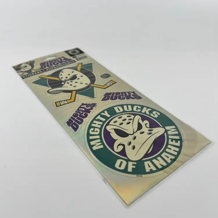 Vintage Anaheim Mighty Ducks Logo NHL Color Metallic Die-Cut Decal Stickers