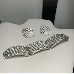 Brutalist Bracelet 7” & Matching Earrings 1 1/4” - Sarah Conventry 1960’s