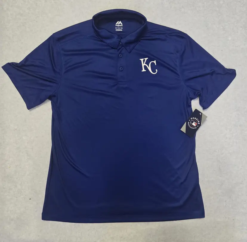 Majestic Kansas City Royals Polo Mens XL Blue MLB Short Sleeve