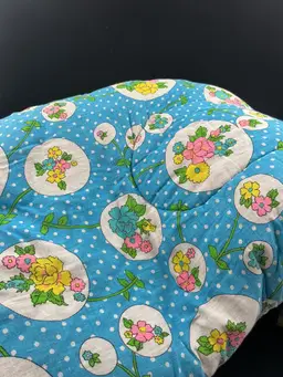 70’s slumber/sleeping bag, perfect for staying at Mimi’s house. Great zipper.