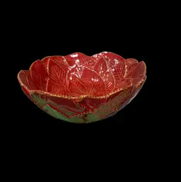 Vintage Italian Majolica Red Leaf Bowls Made in Italy