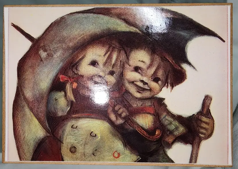 This Land is Your Land Reuge Music Box New Old Stock Hummel Kids Umbrella Swiss Movement