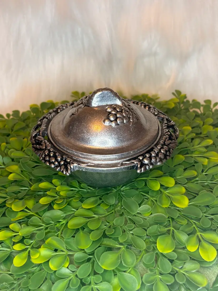 Vintage Carson Pewter Covered Sugar Bowl