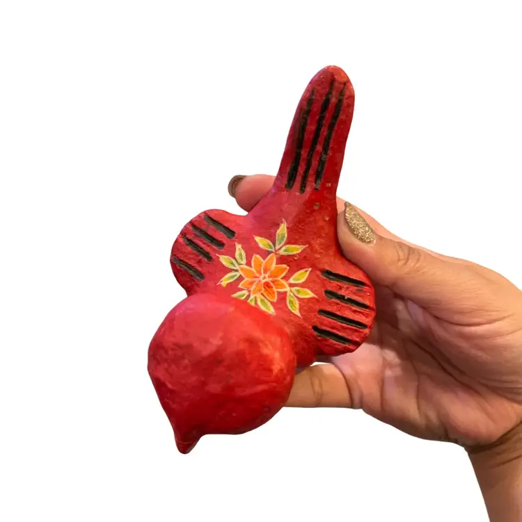 Red Mexican Clay Folk Art Bird