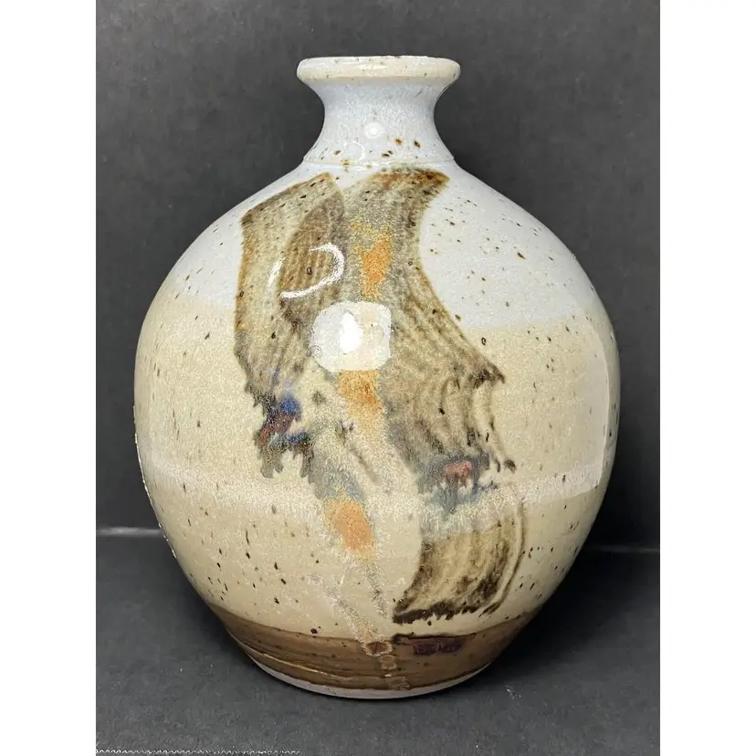 Studio Art Pottery Glazed Vase Artist Signed