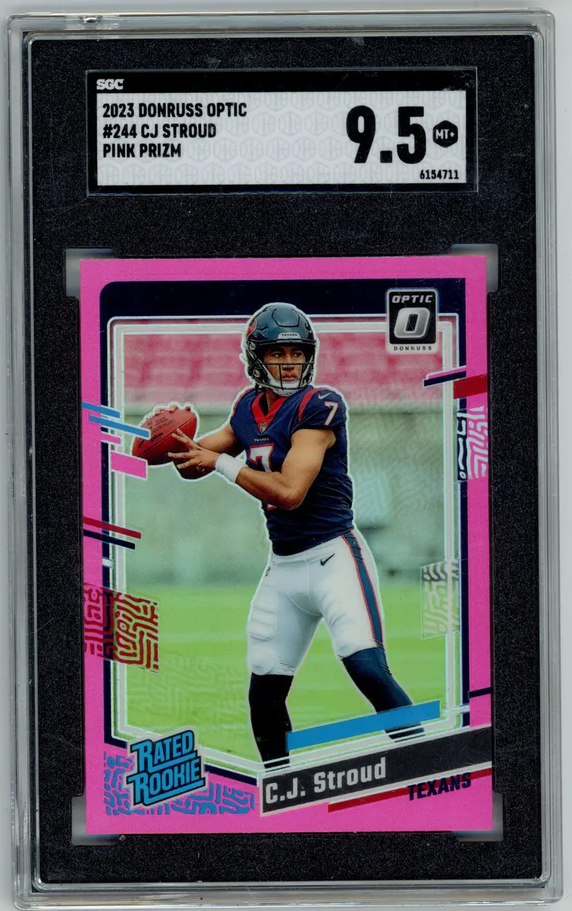 2023 Donruss Optic CJ STROUD Rated Rookie Pink Prizm #244 TEXANS SGC 9.5 MT+