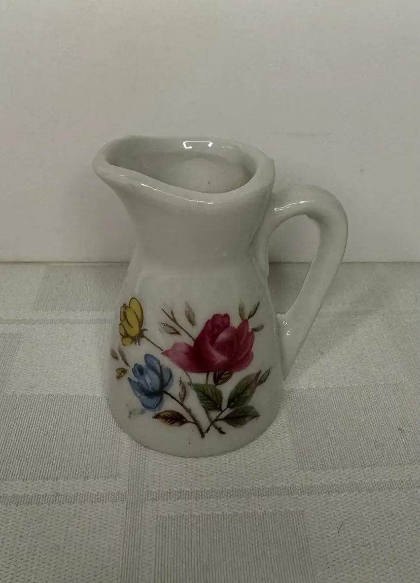 Miniature Floral Pitcher, Made In Japan, 2”