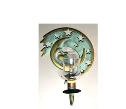 Vintage PartyLite Celestial Moon & Stars Wall Sconce Candle Holder 1994