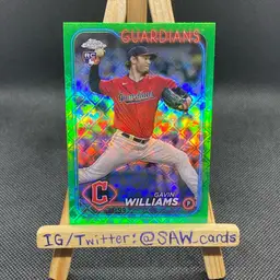 Gavin Williams 2024 Topps Chrome Logofractor Green /99 Cleveland Guardians