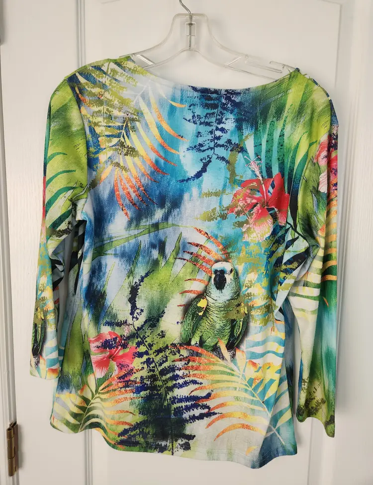 Tropical Shirt With Parrot Size M