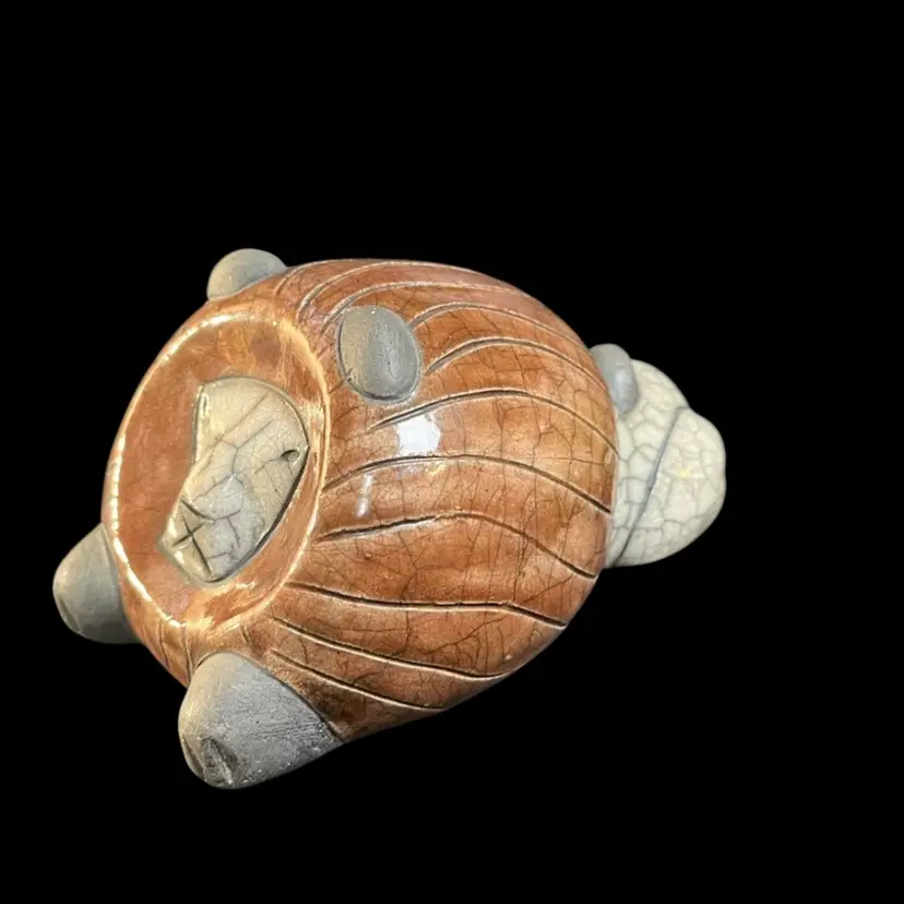 Gerhard De Beer Crazy Clay Raku Lion-Mid Century Raku Pottery Sculpture