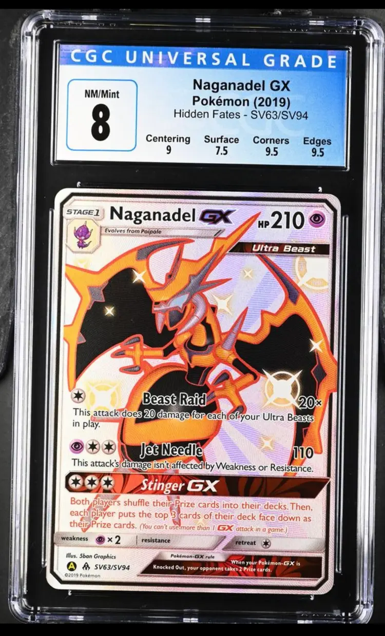 Naganadel GX SV63/SV94 Hidden Fates: Shiny Vault Holo CGC 8 Pokemon