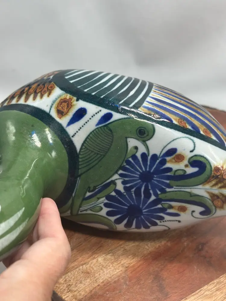 Tonala Mexico Pottery Duck Bird Hand Painted Mexican Pottery