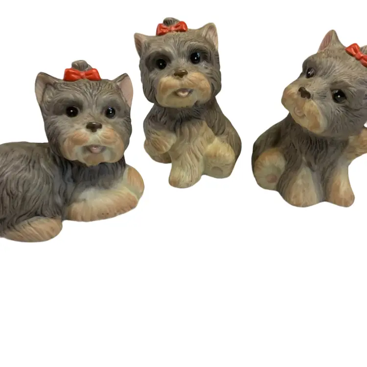 Set Of 3 Homco Puppies with Red Bows
