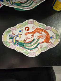 Porcelain Dragon & Phoenix decorative dish