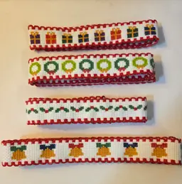 Lot of Cross-stitched Christmas Themed Ribband Trim