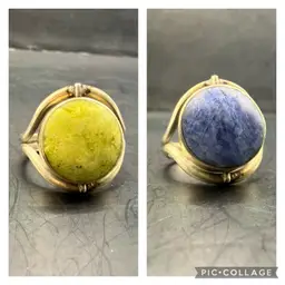 Serpentine & Sodalite Rotating Reversible Silver Ring Size 9+