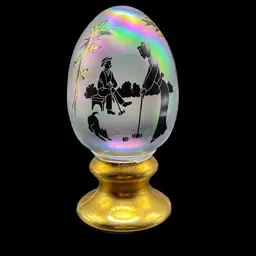 Fenton Iridescent Glass Egg Croquet Scene Ltd Ed #507/2500 Signed D Anderson
