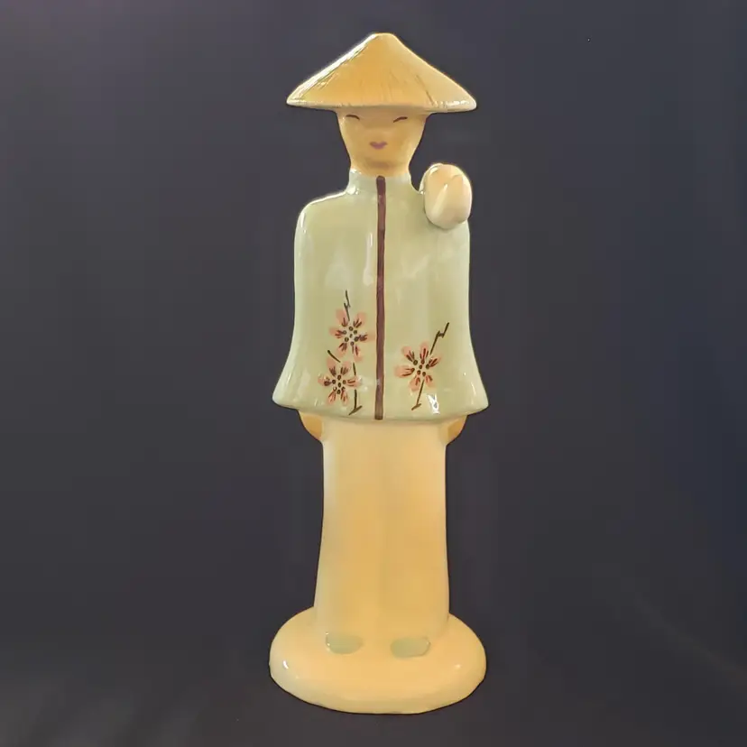 Studio Art Ceramic Figurine Hedi Schoop Mid Century Chinese Man 11¾" Tall Signed Vintage