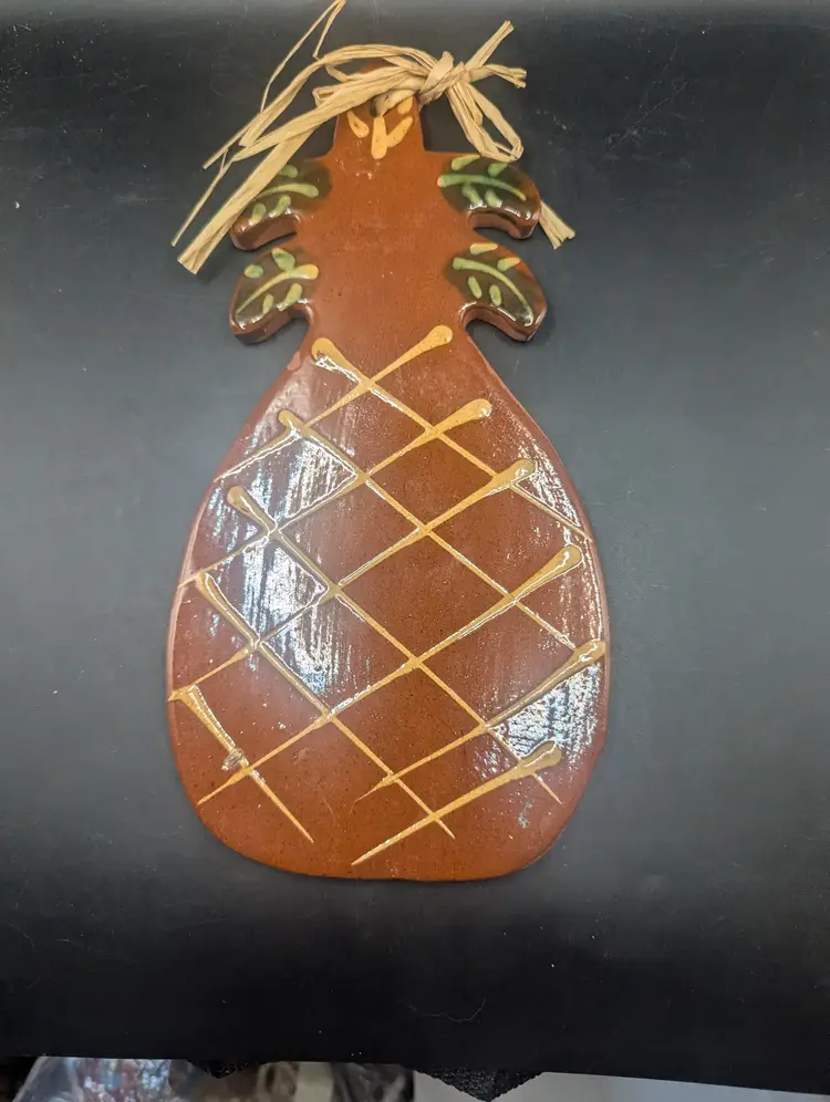 Redware Foltz Pottery Large Pineapple Wall Hanging 9 3/8" Tall
