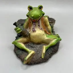 Frog With Whiskey Resin Figurine Signed 1996 3”