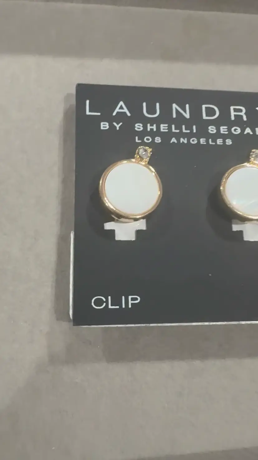 2 Pair Clip On Earrings Isaac Laundry Gold White Bundle Lot