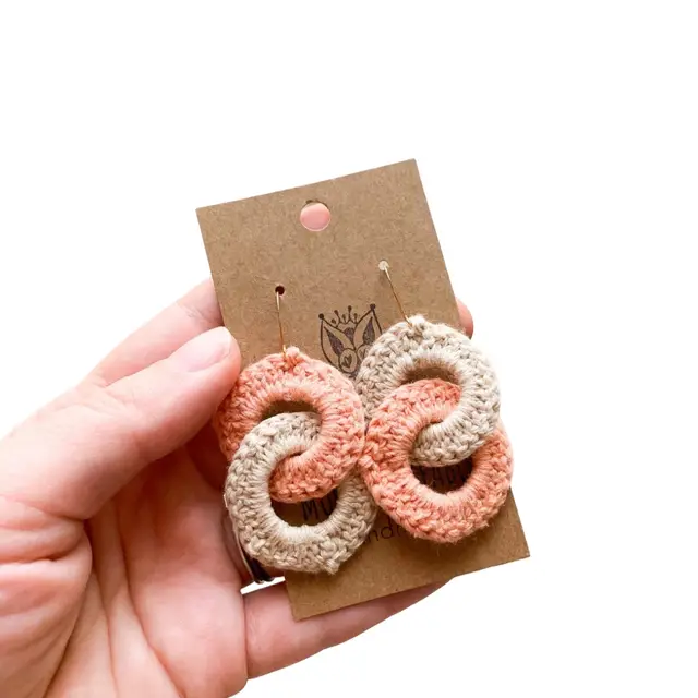 Handmade Vintage Cotton Crocheted Infinity Earrings