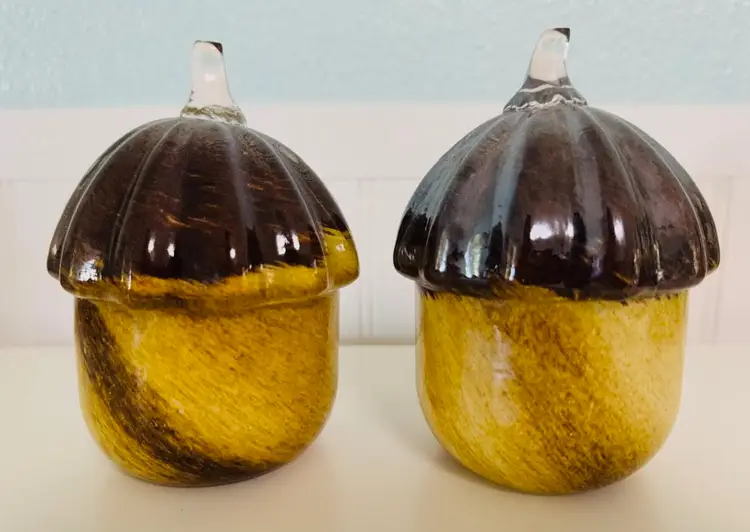 Fall Autumn Harvest Glass Acorn Table Bar Accent Decor Holiday Home Thanksgiving