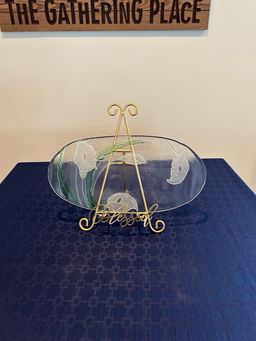 LE Smith Art Glass Calla Lily Platter 16.5 X 8.5 In. 2.5 #