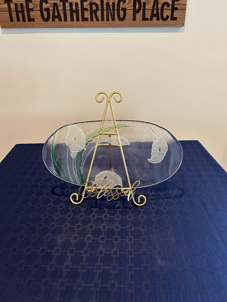 LE Smith Art Glass Calla Lily Platter 16.5 X 8.5 In. 2.5 #