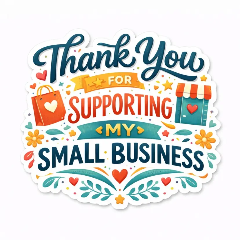 50 Pack - 2” Thank You For Supporting My Small Business- Gloss Finish