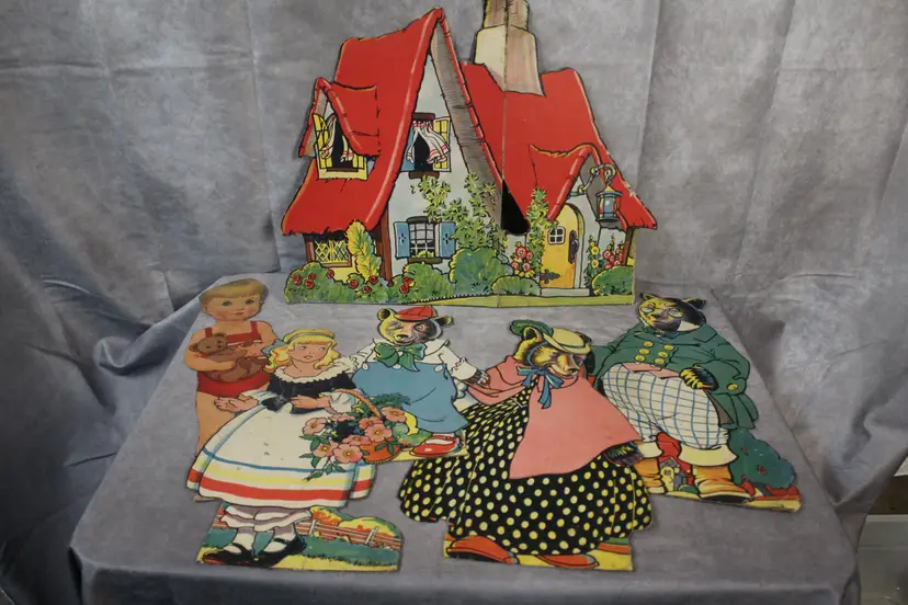 Vintage Paper Cardboard Play Set Three Bears