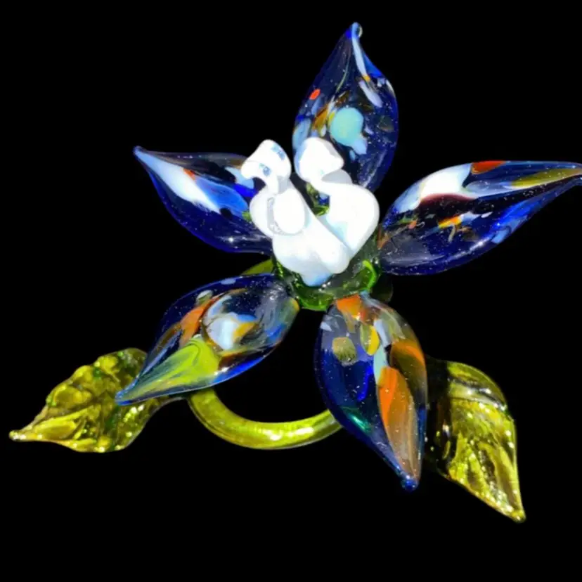 #01- Just In From Ukraine Large Hand Blown Glass Flower As Shown