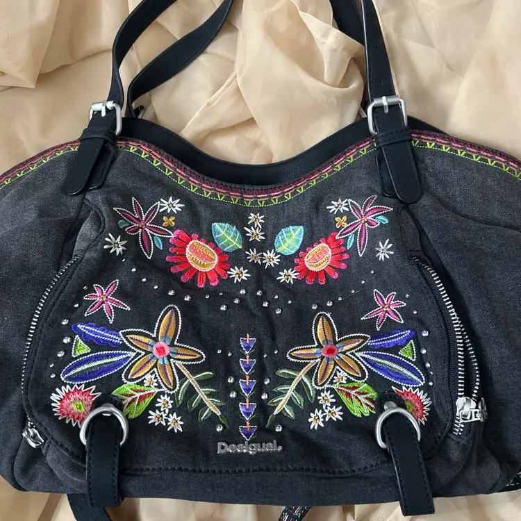 Desigual Embroidered Floral Shoulder Crossbody Purse