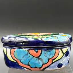 Talavera Limited oval Trinket Dish With Floral Design