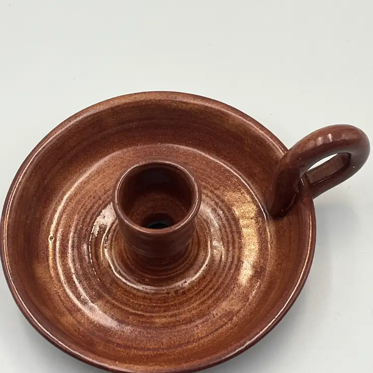 Vintage Earth Spirit- Redware Chamberstick