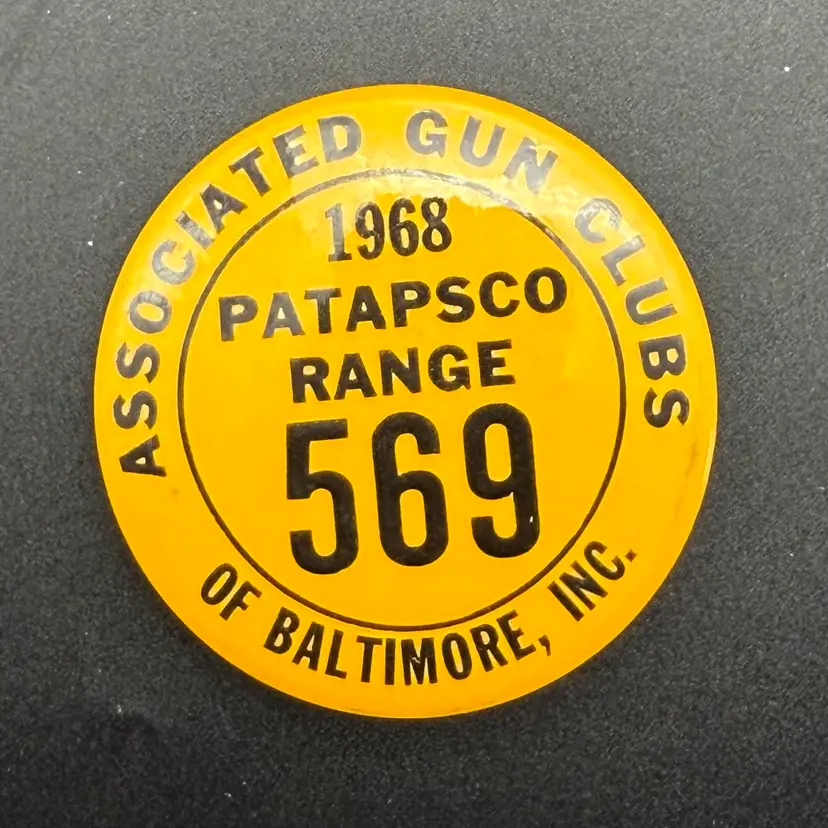 Vintage 1968 Gun Club Baltimore Button Pin Pinback Maryland Patapsco Range 569