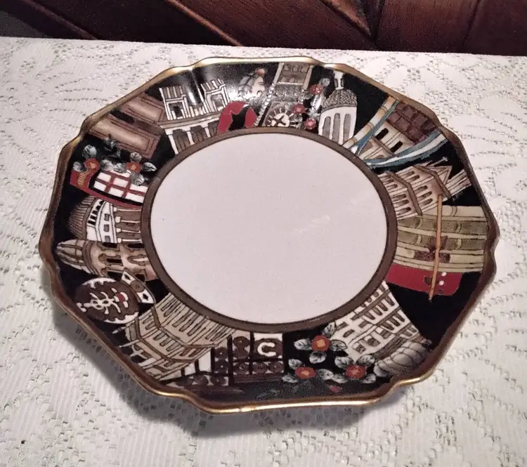 Oriental Plate Hand Painted Baroque Design
