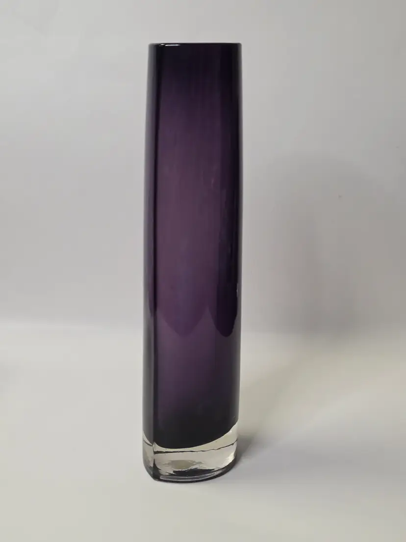 Alfedo Barbini Murano Glass Vase Amethyst Purple Sommerso Cylinder Heavy MCM