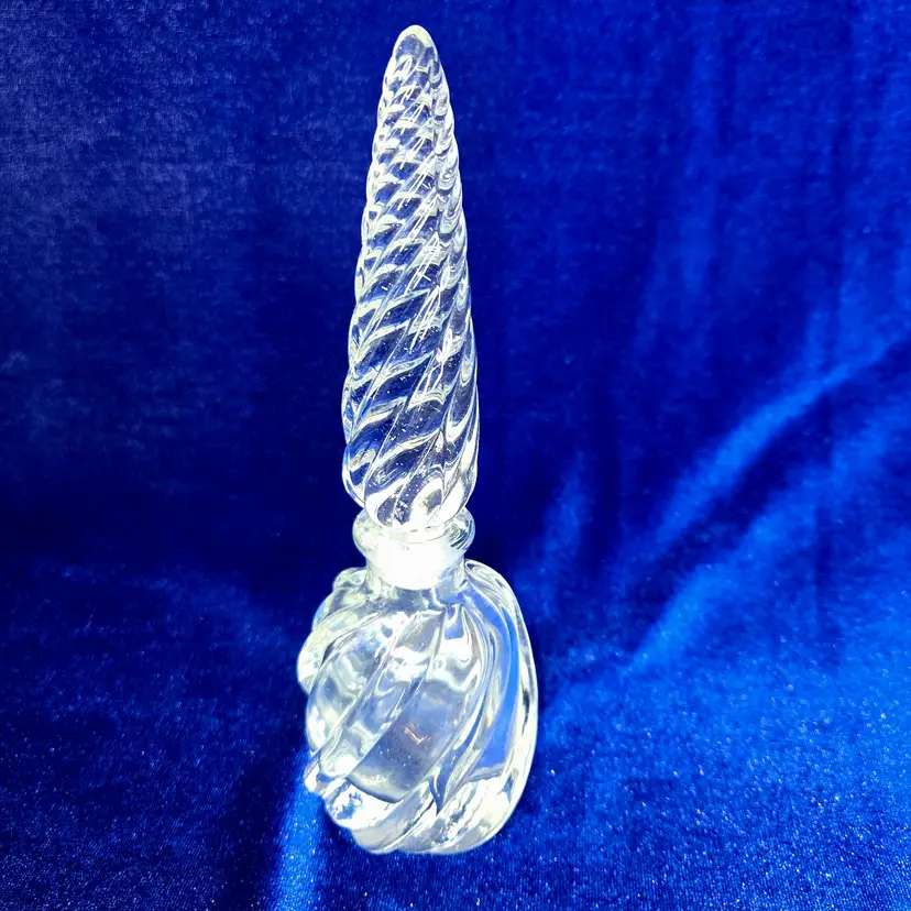 164  Empoli Style Perfume Bottle Spiral Optic Hand Blown Stopper Italian Glows