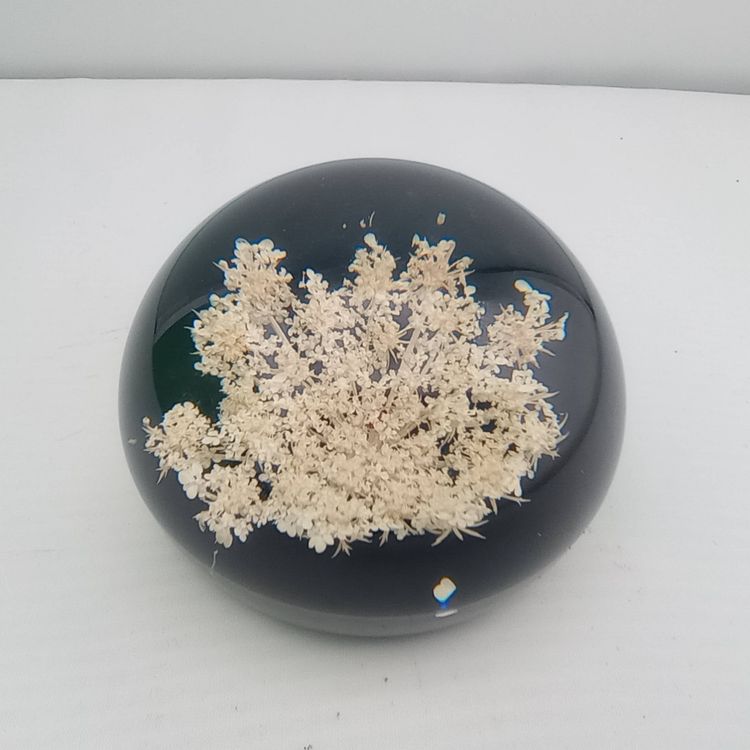 Vintage acrylic Queen Anne's lace paperweight