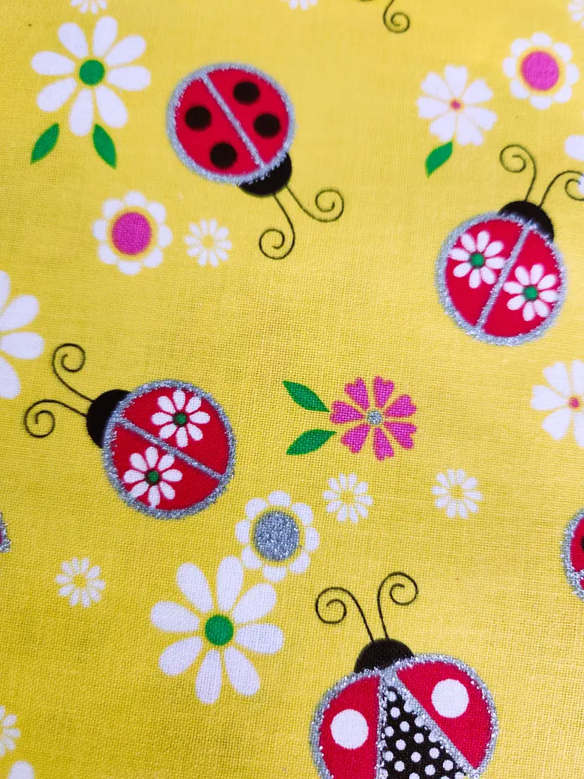 Ladybugs on Yellow Soft Durable Cotton Fabric