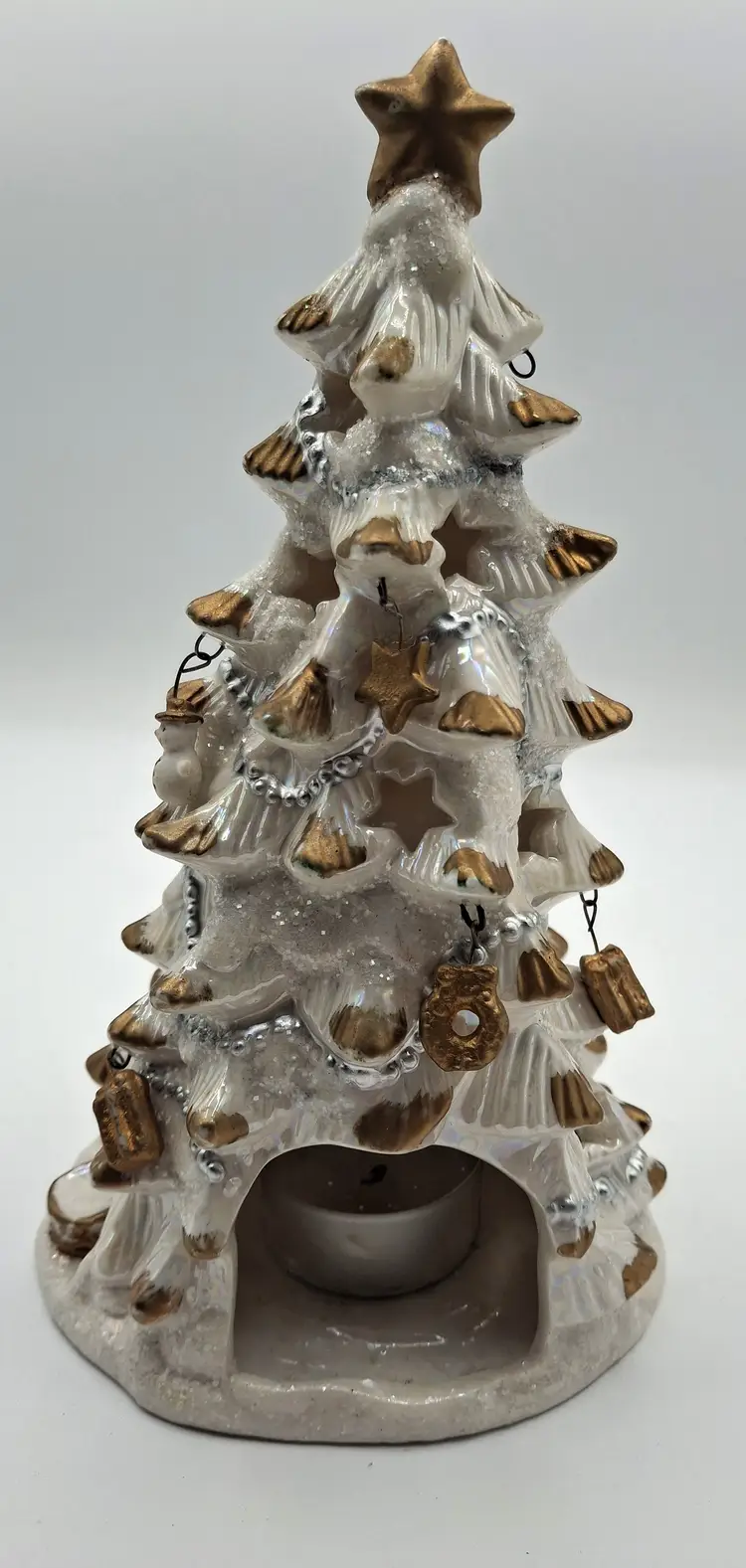 Vtg Holiday Style Christmas Tree Tea Light Candle Holders Ceramic