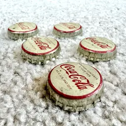 Lot of 5 Vintage Coca-Cola White Face Cork Lined Used Bottle Caps