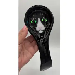 Black Cat Fused Glass Spoon Rest
