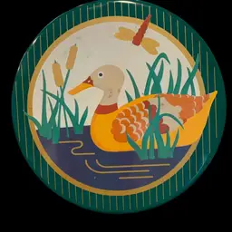 Round Duck Stripe Tin Metal Tin *AS Is*6.5x2”