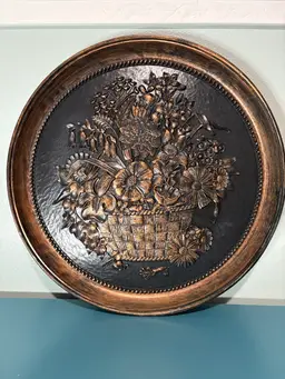Bountiful Bloom" Vintage Coppercraft Guild 3D Wall Art Plaque, 20" Diameter, #7469